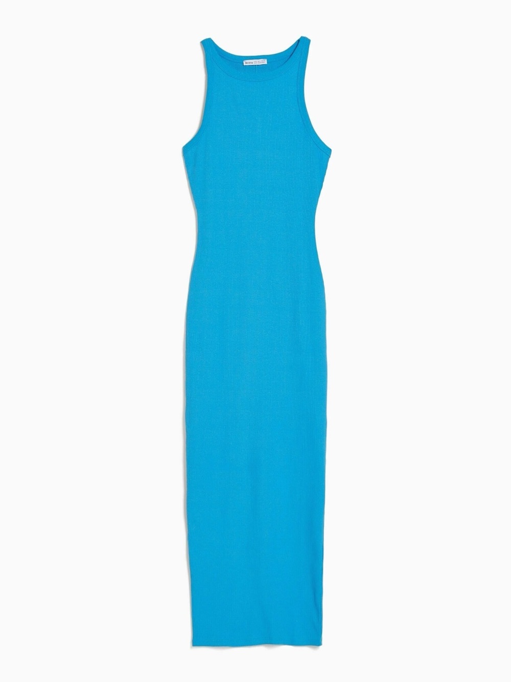 Bershka Ribbed Maxi Dress in Bright Turquoise